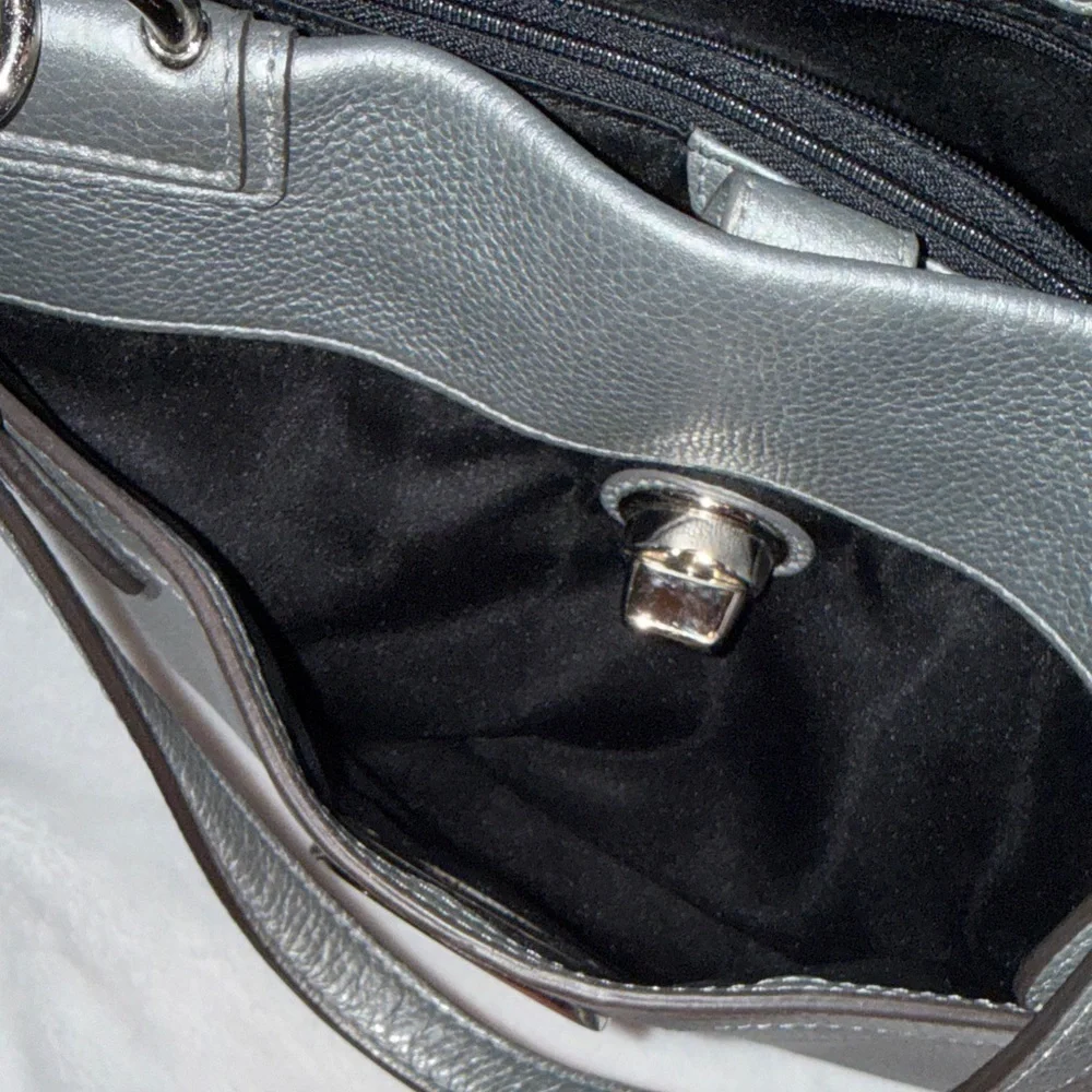 Coach Pebbled Leather Shoulder Tote in Charcoal - Picture 9 of 13